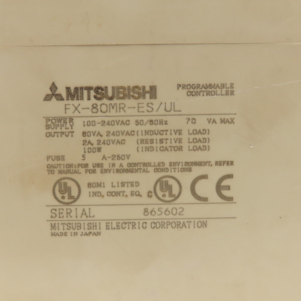 Mitsubishi FX-80MR-ES/UL 100-240VAC Programmable Controller