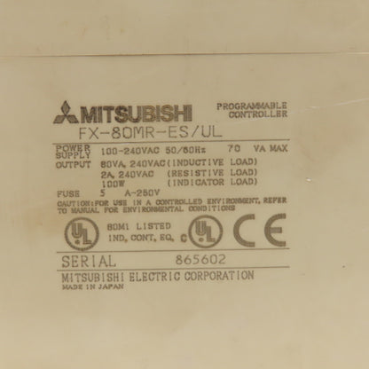 Mitsubishi FX-80MR-ES/UL 100-240VAC Programmable Controller