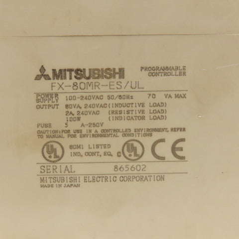 Mitsubishi FX-80MR-ES/UL 100-240VAC Programmable Controller