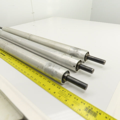 34" W x 2.350" OD Aluminum Gravity Conveyor Roller 7/8" Shaft Lot Of 3