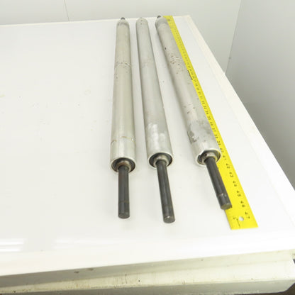 34" W x 2.350" OD Aluminum Gravity Conveyor Roller 7/8" Shaft Lot Of 3