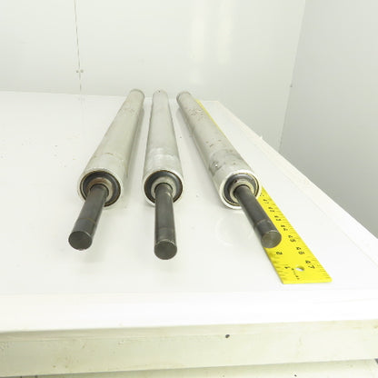 34" W x 2.350" OD Aluminum Gravity Conveyor Roller 7/8" Shaft Lot Of 3