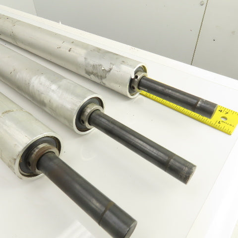 34" W x 2.350" OD Aluminum Gravity Conveyor Roller 7/8" Shaft Lot Of 3