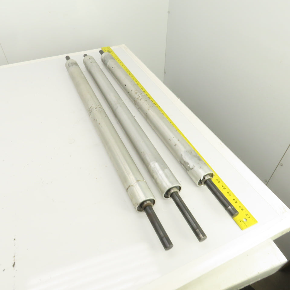 34" W x 2.350" OD Aluminum Gravity Conveyor Roller 7/8" Shaft Lot Of 3