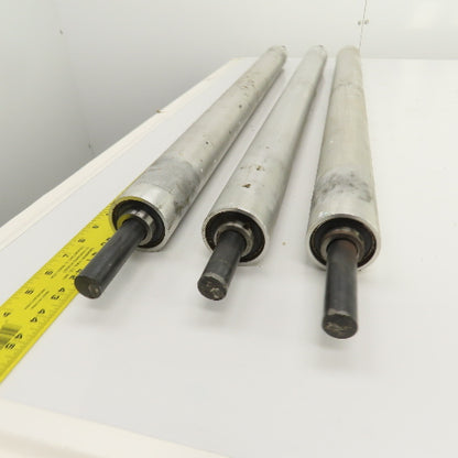 34" W x 2.350" OD Aluminum Gravity Conveyor Roller 7/8" Shaft Lot Of 3