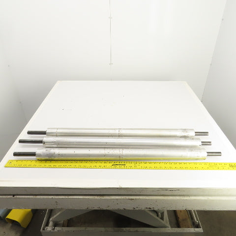 34" W x 2.350" OD Aluminum Gravity Conveyor Roller 7/8" Shaft Lot Of 3