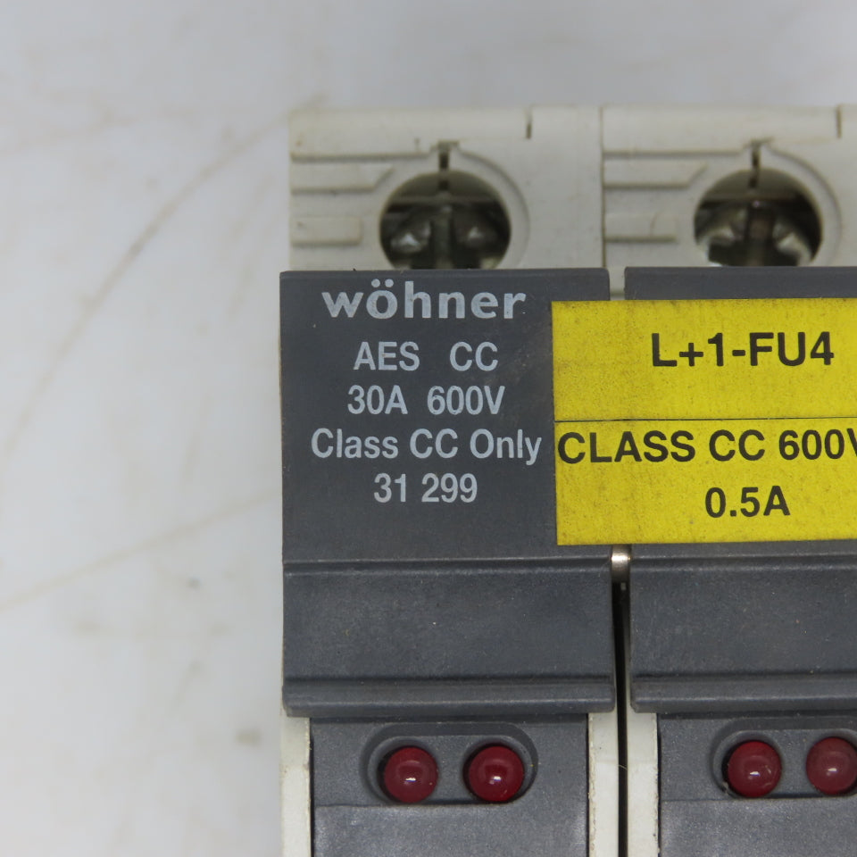 Wohner 31 299 AES CC 2 Pole 30 Amp 600 V Class CC Fuse Holder 16-4 AGW