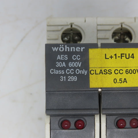 Wohner 31 299 AES CC 2 Pole 30 Amp 600 V Class CC Fuse Holder 16-4 AGW