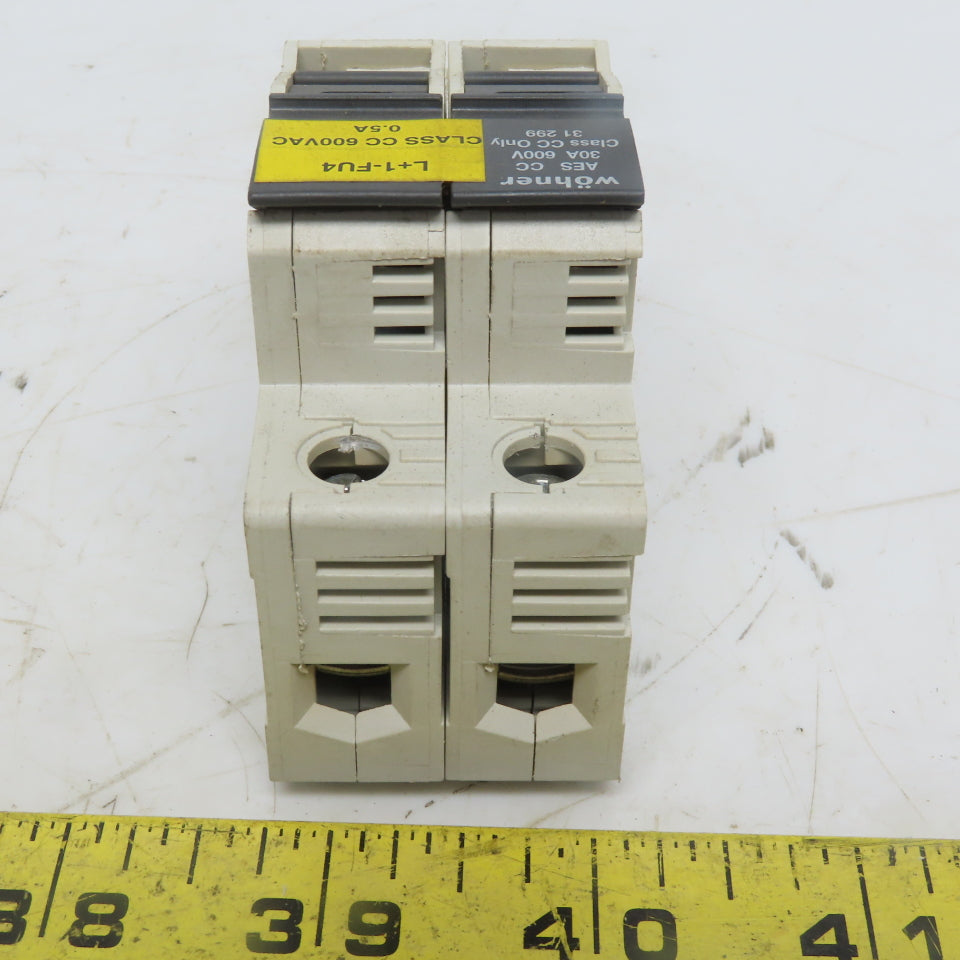 Wohner 31 299 AES CC 2 Pole 30 Amp 600 V Class CC Fuse Holder 16-4 AGW