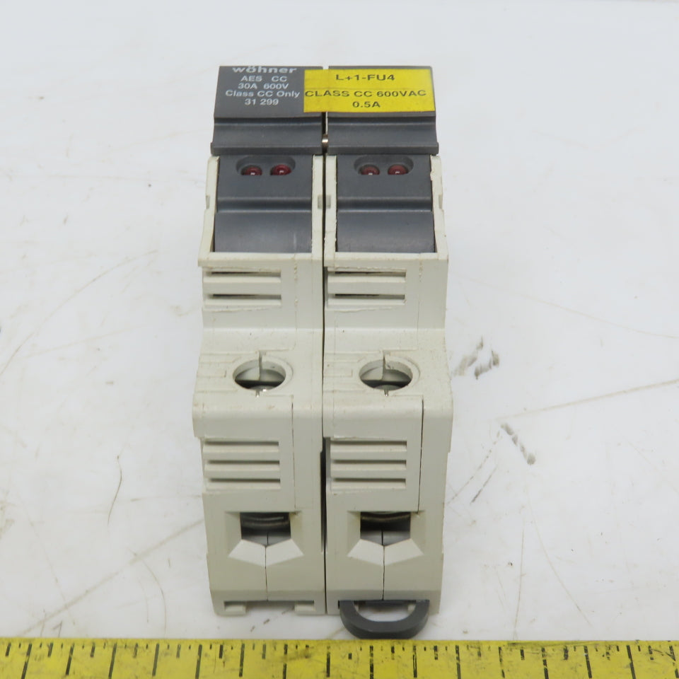 Wohner 31 299 AES CC 2 Pole 30 Amp 600 V Class CC Fuse Holder 16-4 AGW