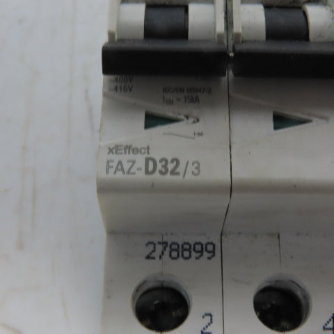 Eaton FAZ-D32/3 Miniature Circuit Breaker Toggle D Curve 3P 32A 277-480V