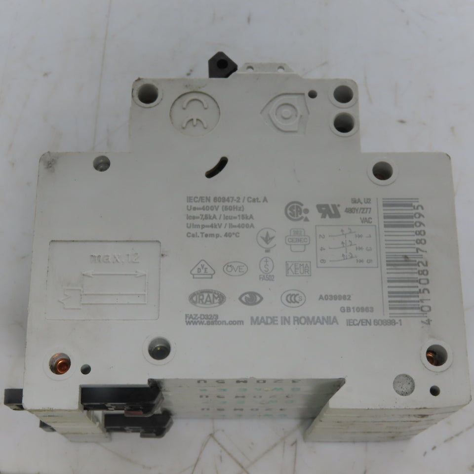 Eaton FAZ-D32/3 Miniature Circuit Breaker Toggle D Curve 3P 32A 277-480V