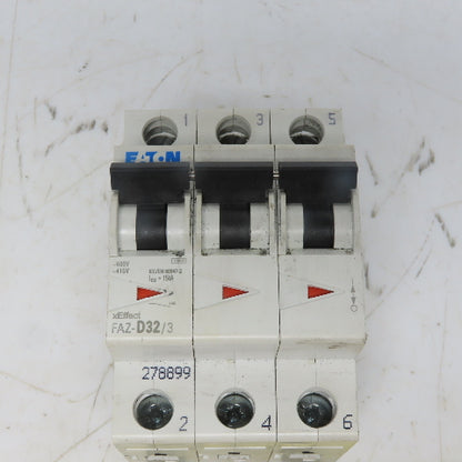 Eaton FAZ-D32/3 Miniature Circuit Breaker Toggle D Curve 3P 32A 277-480V
