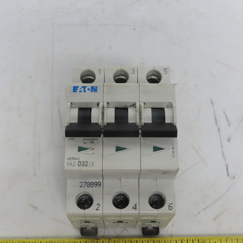 Eaton FAZ-D32/3 Miniature Circuit Breaker Toggle D Curve 3P 32A 277-480V