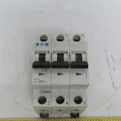 Eaton FAZ-D32/3 Miniature Circuit Breaker Toggle D Curve 3P 32A 277-480V