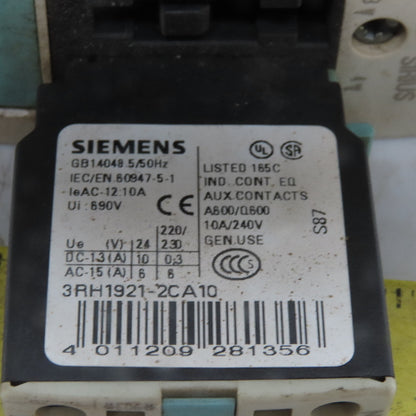 Siemens 3RT1035-3B 3 Pole Contactor W/24V Coil 30Hp