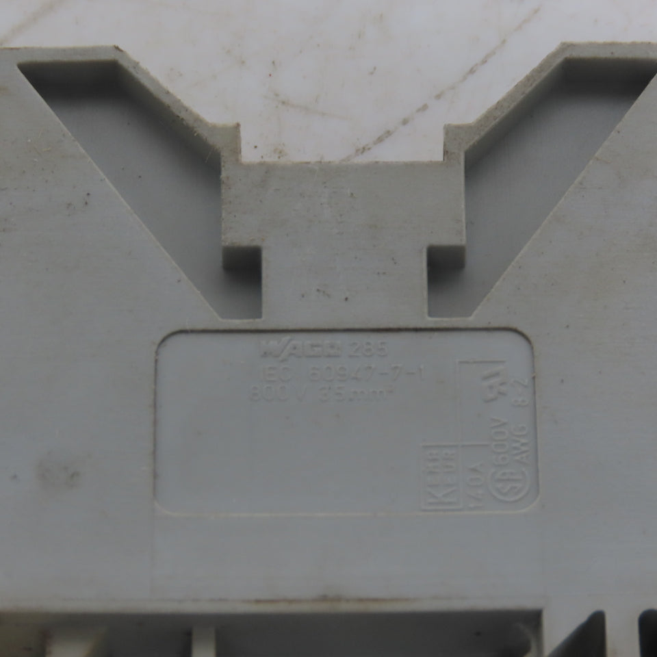 Wago 285-601 POWER CAGE CLAMP Gray Feedthrough Terminal Block 2 Conductor 2 AWG