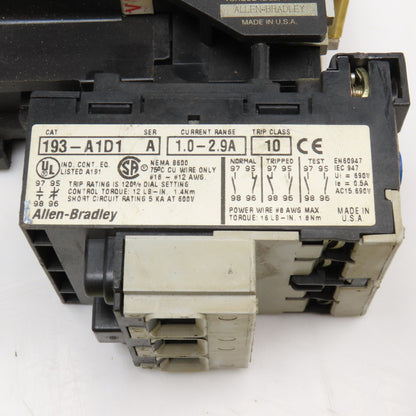 Allen Bradley 100-A09ND3 193-A1D1 600V 7-1/2Hp Contactor Relay 110V Coil 1-2.9A