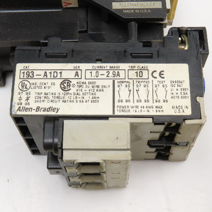 Allen Bradley 100-A09ND3 193-A1D1 600V 7-1/2Hp Contactor Relay 110V Coil 1-2.9A