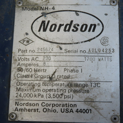 NORDSON 245674 NH-4 NH4 Fluid Heater 3/8"NPT Inlet Outlet 230V 3A 1PH