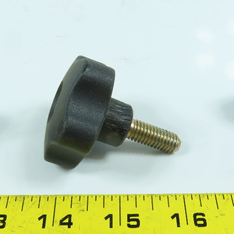 3/8"-16 Threaded Male Black Plastic Handwheel Knob 1" Thread Length Lot Of 6