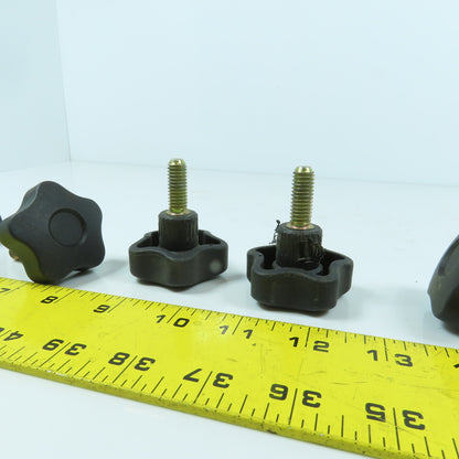 3/8"-16 Threaded Male Black Plastic Handwheel Knob 1" Thread Length Lot Of 6