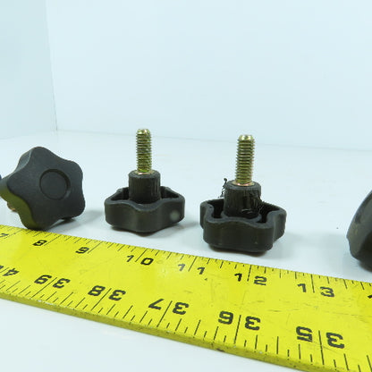 3/8"-16 Threaded Male Black Plastic Handwheel Knob 1" Thread Length Lot Of 6