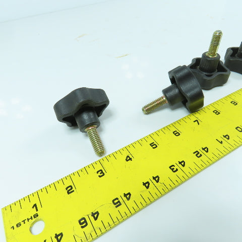 3/8"-16 Threaded Male Black Plastic Handwheel Knob 1" Thread Length Lot Of 6