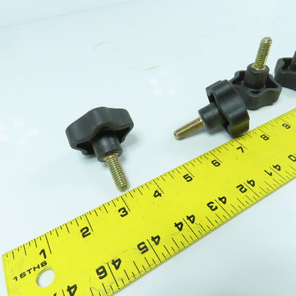3/8"-16 Threaded Male Black Plastic Handwheel Knob 1" Thread Length Lot Of 6