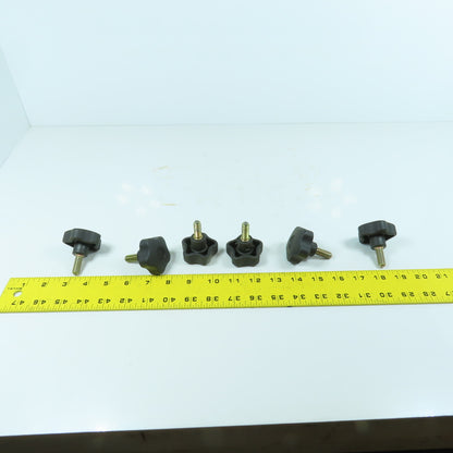 3/8"-16 Threaded Male Black Plastic Handwheel Knob 1" Thread Length Lot Of 6