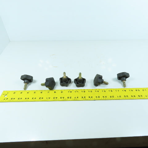 3/8"-16 Threaded Male Black Plastic Handwheel Knob 1" Thread Length Lot Of 6