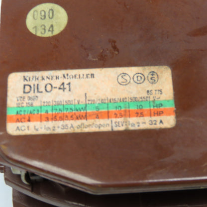 Klockner Moeller DIL0-41 600V 10Hp Contactor 110V Coil