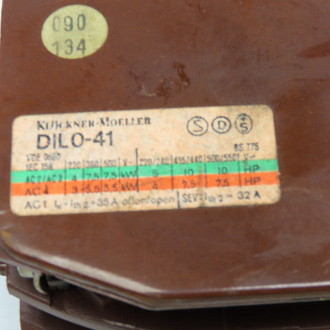 Klockner Moeller DIL0-41 600V 10Hp Contactor 110V Coil