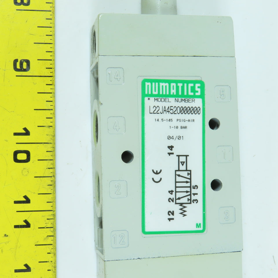 Numatics L22JA4520 2 Position Single Air Pilot Directional Valve 1/4" NPT 145PSI