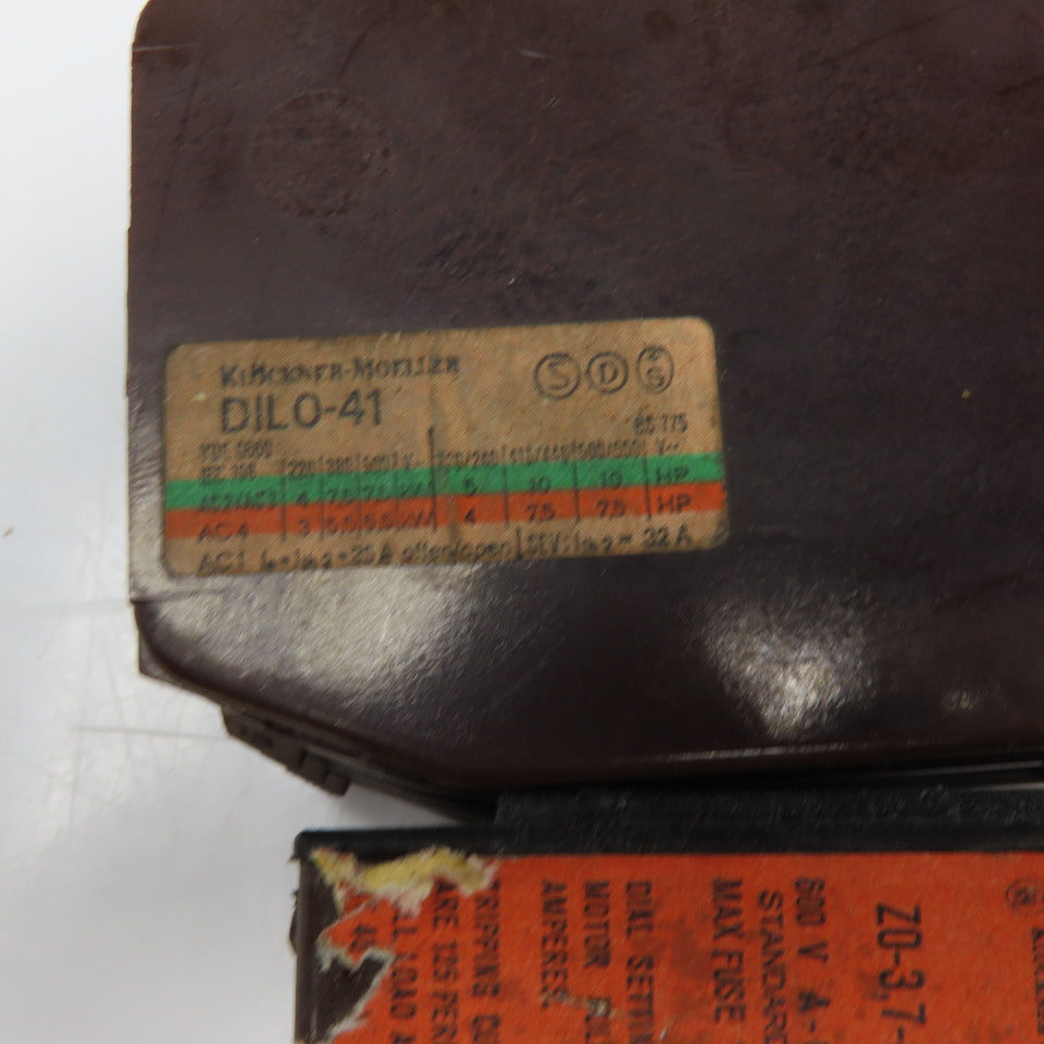 Klockner Moeller DIL0-41 600V 10Hp Contactor 110V Coil Z0-3.7-CNA 1.9-3.7A Trip
