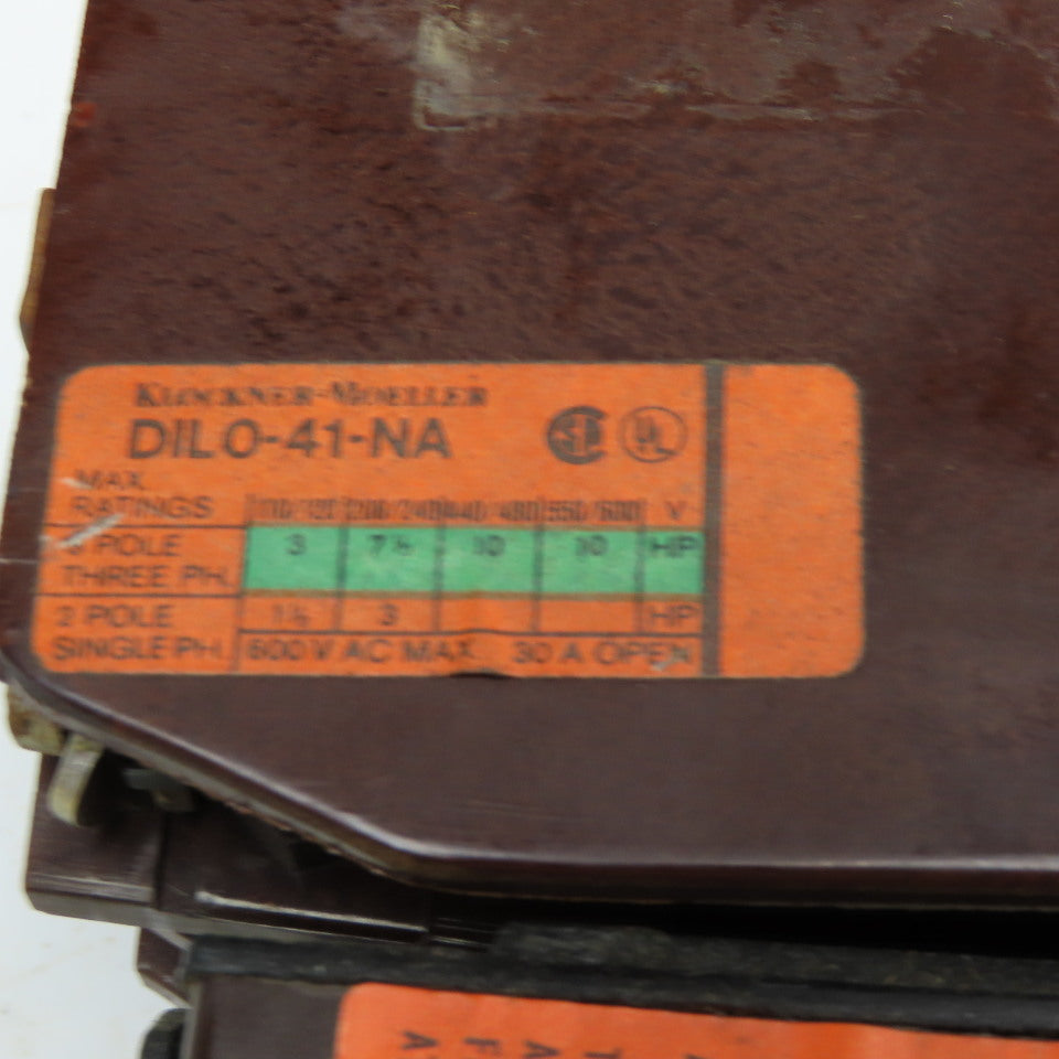 Klockner Moeller DIL0-41-NA 600V Contactor 110V Coil Z0-3.7 Overload 1.9-3.7A
