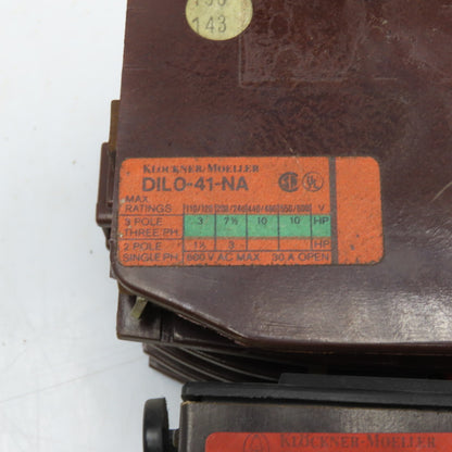 Klockner Moeller DIL0-41-NA 600V Contactor 110V Coil Z0-1.2 Overload 0.68-1.2A