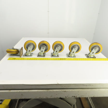 Apex 6" x 2" Heavy Duty Ball Bearing Swivel Polyurethane Casters Lot Of 6