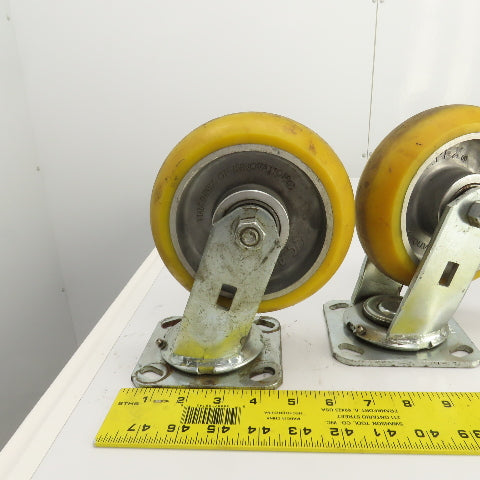 Apex 6" x 2" Heavy Duty Ball Bearing Swivel Polyurethane Casters Lot Of 6