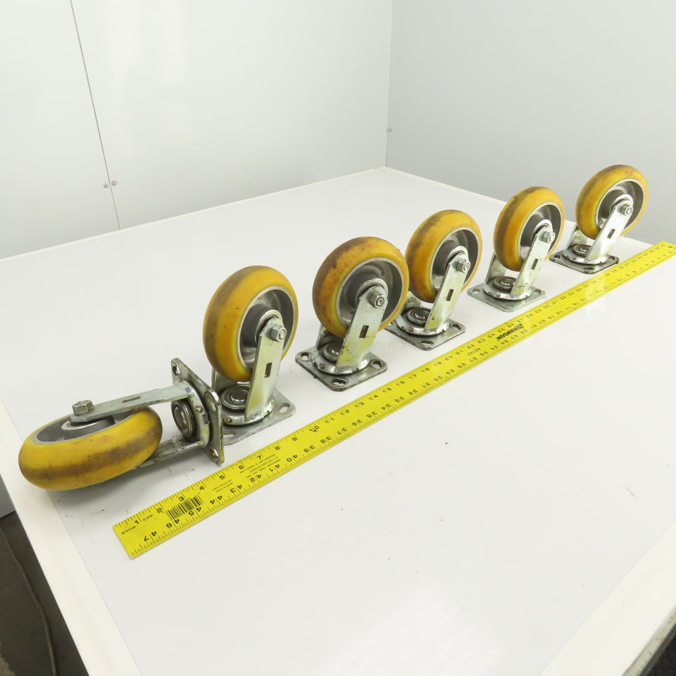 Apex 6" x 2" Heavy Duty Ball Bearing Swivel Polyurethane Casters Lot Of 6