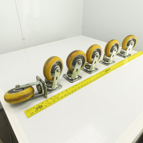 Apex 6" x 2" Heavy Duty Ball Bearing Swivel Polyurethane Casters Lot Of 6