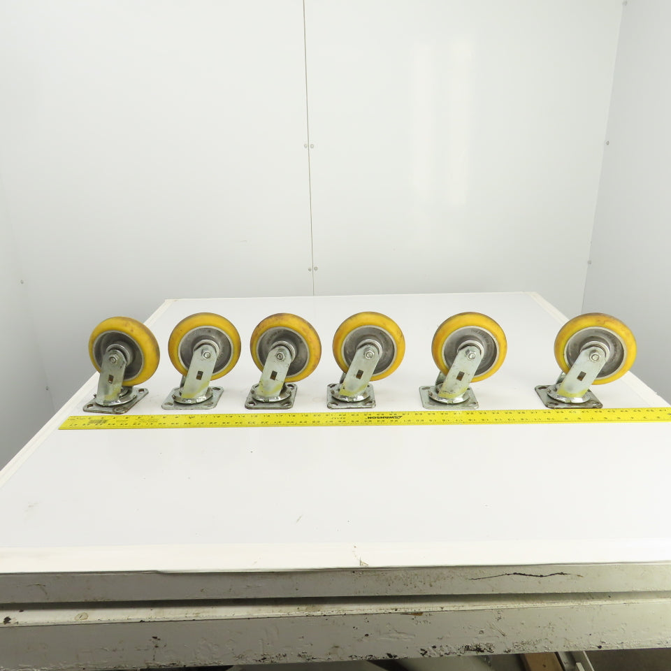 Apex 6" x 2" Heavy Duty Ball Bearing Swivel Polyurethane Casters Lot Of 6