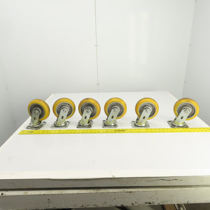 Apex 6" x 2" Heavy Duty Ball Bearing Swivel Polyurethane Casters Lot Of 6
