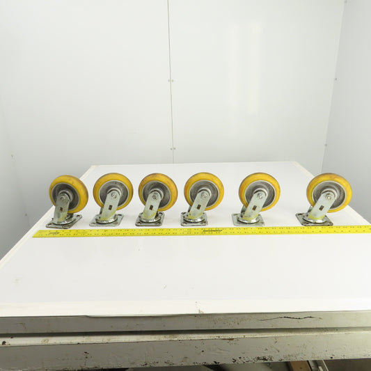 Apex 6" x 2" Heavy Duty Ball Bearing Swivel Polyurethane Casters Lot Of 6