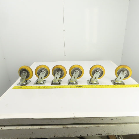 Apex 6" x 2" Heavy Duty Ball Bearing Swivel Polyurethane Casters Lot Of 6