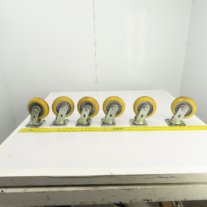 Apex 6" x 2" Heavy Duty Ball Bearing Swivel Polyurethane Casters Lot Of 6