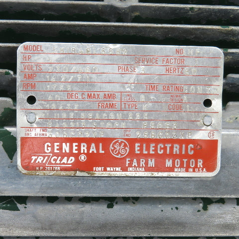 General Electric 5HP AC Electric Motor 1755RPM 230/460V 3PH 184TZ Frame