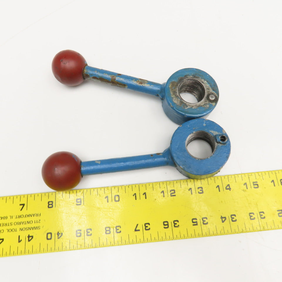 Machine Operator Handle Knob Lever 1"-7 Threaded 6-1/2" OAL Lot Of 2