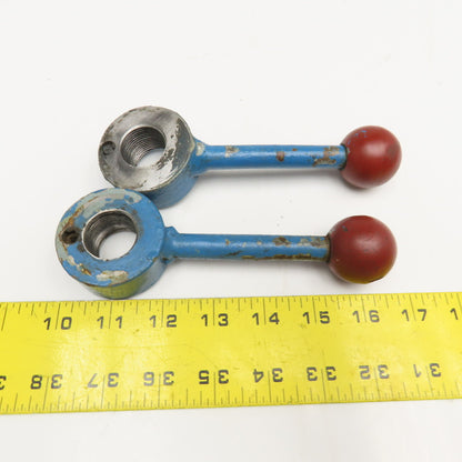 Machine Operator Handle Knob Lever 1"-7 Threaded 6-1/2" OAL Lot Of 2