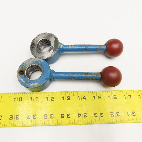 Machine Operator Handle Knob Lever 1"-7 Threaded 6-1/2" OAL Lot Of 2